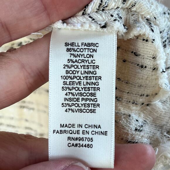 Rebecca Taylor Women's White And Black Tweed Peplum Jacket Size 8 - Picture 8 of 9